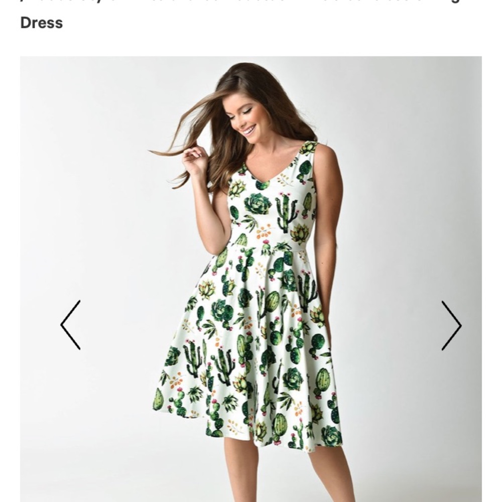 Modcloth Ixia 2X Cactus Succulent A-Line Dress